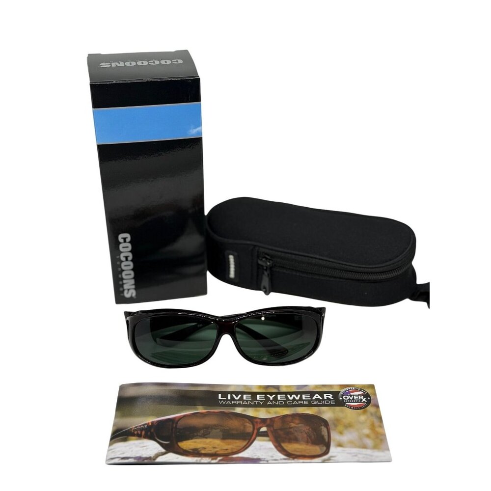 NIB Cocoons Fitovers Sunglasses‎ Polarized UV400 Black Original Case Flex2Fit